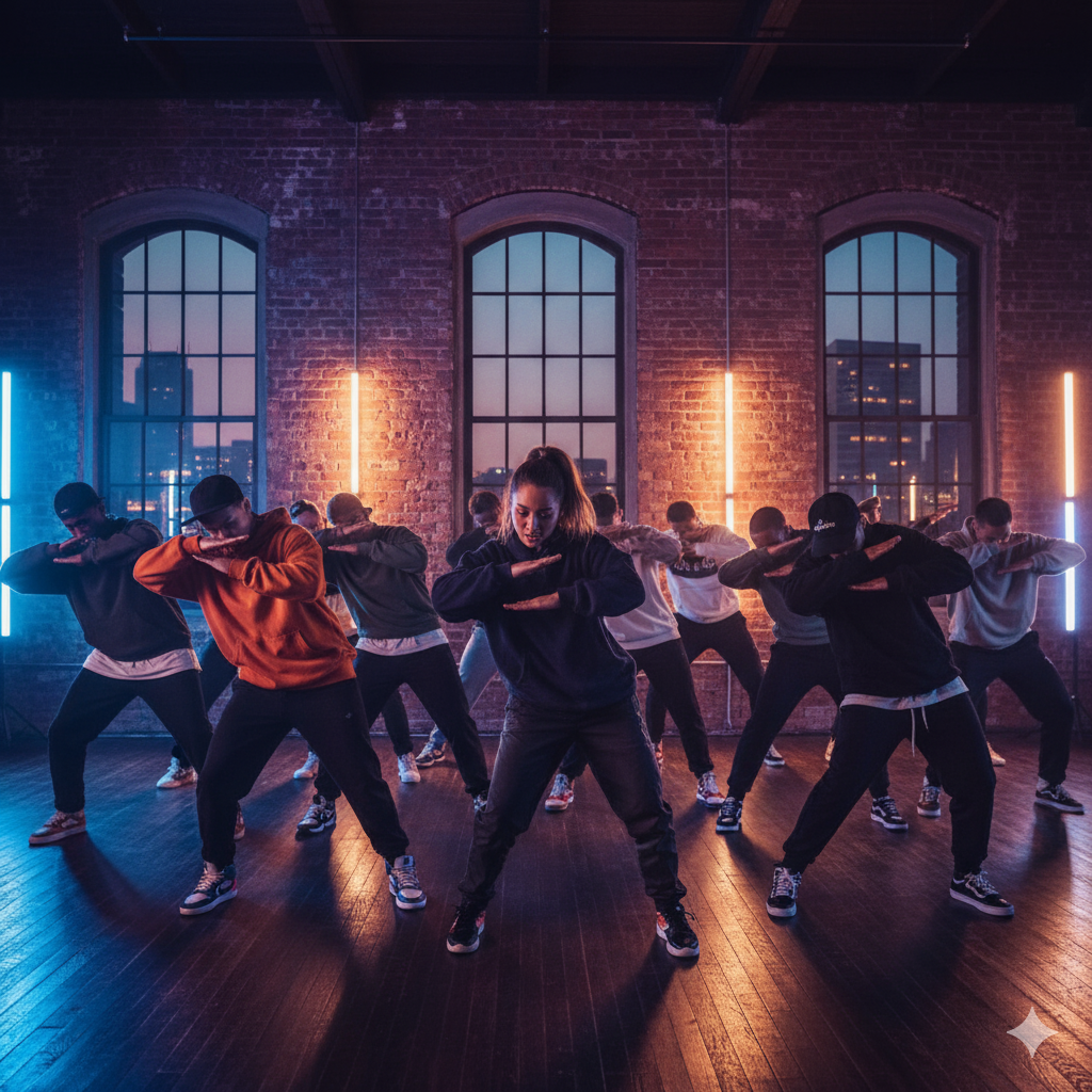 Hip hop dance class in progress