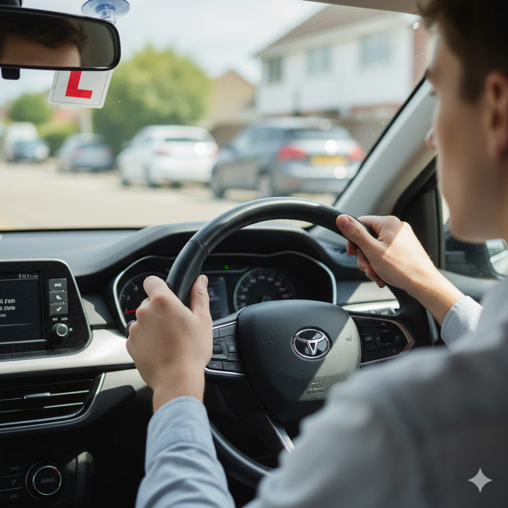 A car on the road with L-plate